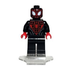 Lego Miles Morales Spider-Man Minifigure 76036 With Stand VG Pre-owned